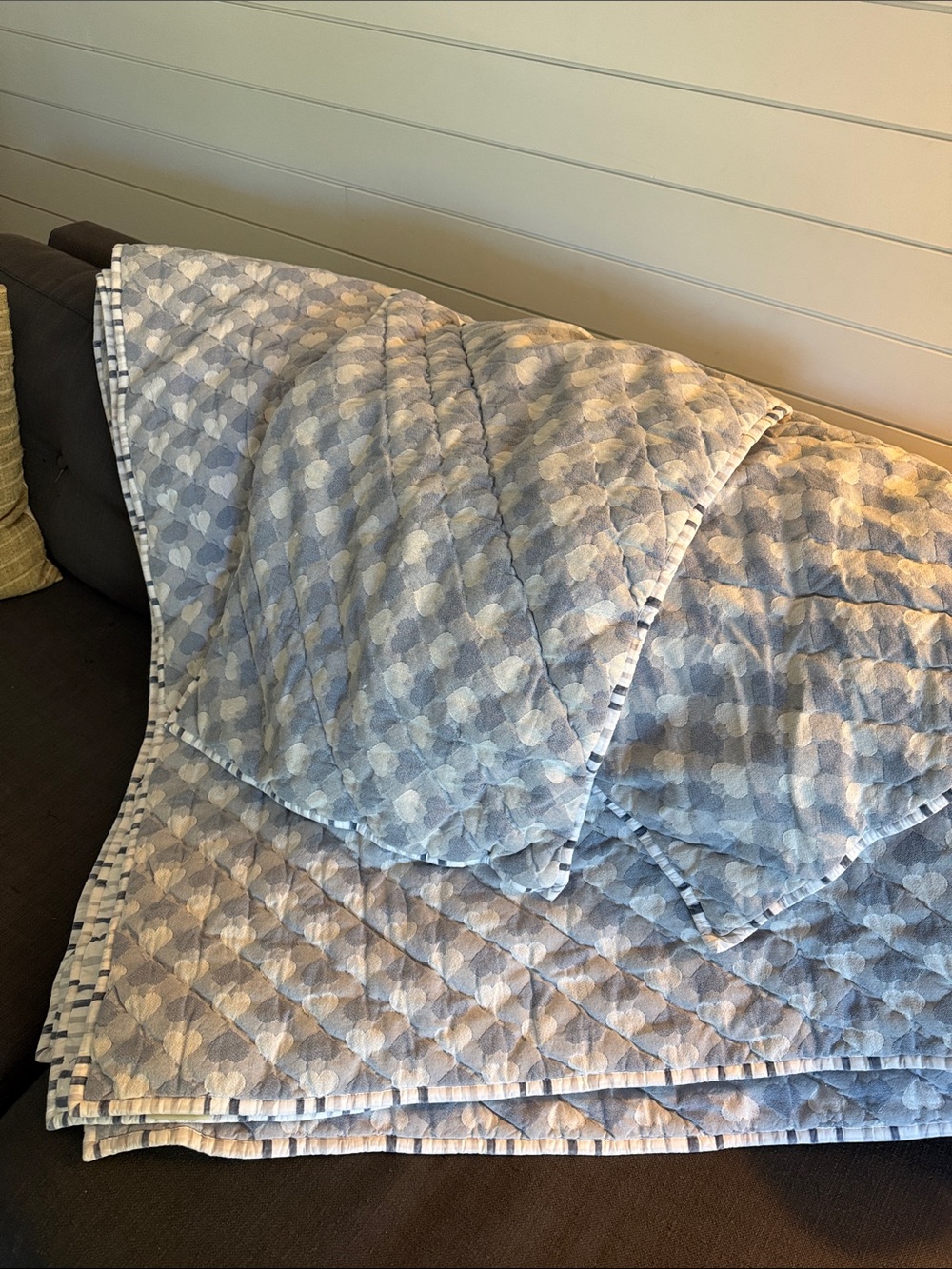 Pottery Barn Kids Light Blue Quilted Comforter-Reversible